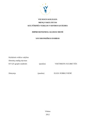 Impresionizmas. Klodas Monė. Paveikslėlis 1