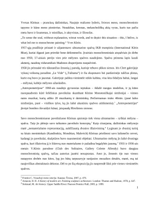 Yves‘o Kleino mėlynųjų paveikslų estetinis pagrindimas. Paveikslėlis 2