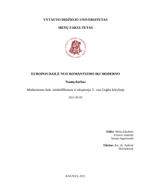 Modernizmo link simboliškumas ir ekspresija V. van Gogho kūryboje. Paveikslėlis 1