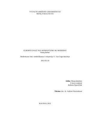 Modernizmo link simboliškumas ir ekspresija V. Van Gogo kūryboje