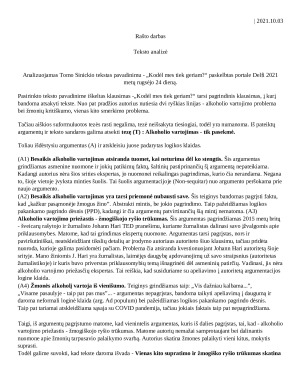 Tomo Sinickio teksto  - „Kodėl mes tiek geriam“ analizė