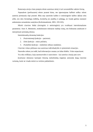 Konkretaus teksto citatų analizė (V. Daujotytės „Literatūros filosofijoje“). Paveikslėlis 5