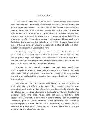 "Mitt land Litauen" ("Mano šalis Lietuva", švedų k.). Paveikslėlis 1
