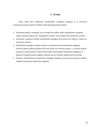 Priešpriešinis sujungimas  užsienio studentų besimokančiųjų lietuvių kalba tekstuose. Paveikslėlis 10