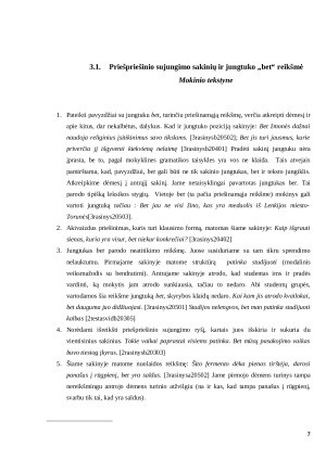 Priešpriešinis sujungimas  užsienio studentų besimokančiųjų lietuvių kalba tekstuose. Paveikslėlis 7