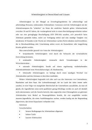 Arbeitslosigkeit in Deutschland und Litauen