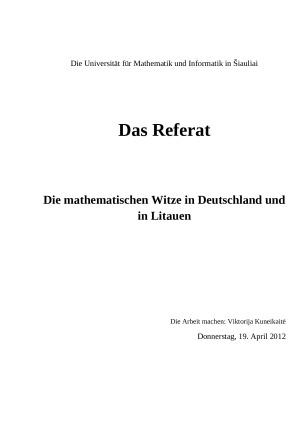 Die mathematischen Witze in Deutschland und in Litauen
