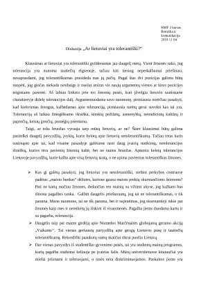 Ar lietuviai yra tolerantiški. Paveikslėlis 1