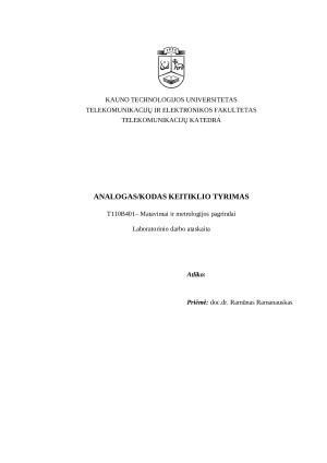 Analogas / kodas keitiklio tyrimas. Paveikslėlis 2