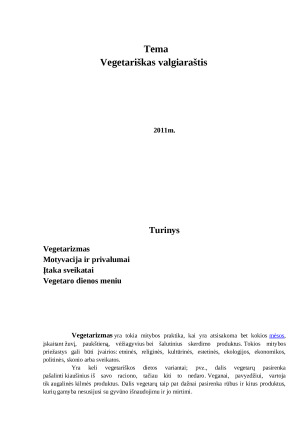 Vegetariškas valgiaraštis. Paveikslėlis 1