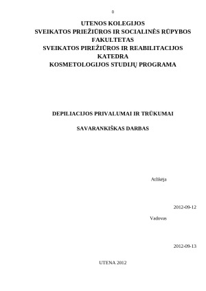 Depiliacijos būdų privalumai ir trūkumai. Paveikslėlis 1