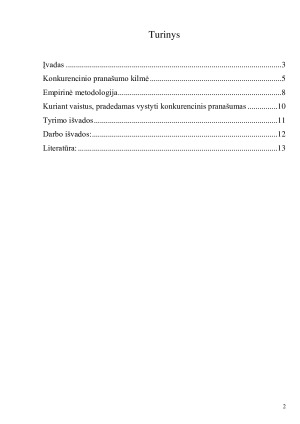 Konkurencingo pranašumo kilmė. Paveikslėlis 2