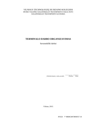 Terminalo darbo organizavimas. Paveikslėlis 1