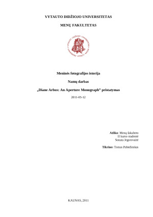 „Diane Arbus An Aperture Monograph” pristatymas. Paveikslėlis 1
