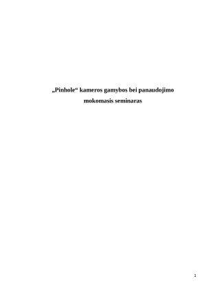 „Pinhole“ kameros gamybos bei panaudojimo mokomasis seminaras. Paveikslėlis 1