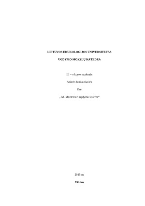 M. Montessori ugdymo sistema. Paveikslėlis 1