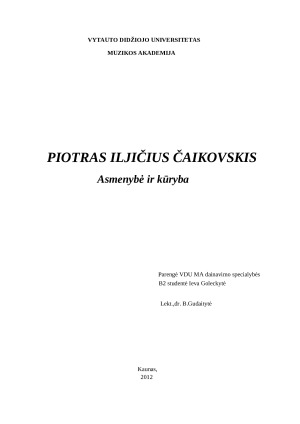 Piotras Iljičius Čaikovskis. Asmenybė ir kūryba. Paveikslėlis 1