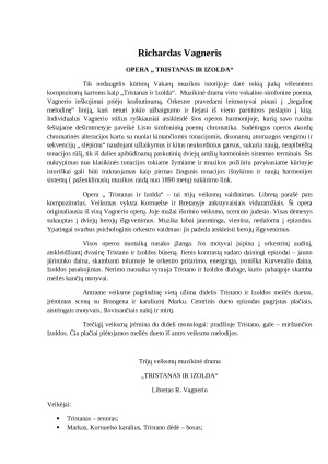 Richardas Vagneris OPERA „ TRISTANAS IR IZOLDA“. Paveikslėlis 1