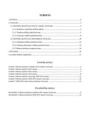 Moterų skaičiaus Lietuvoje statistinis tyrimas