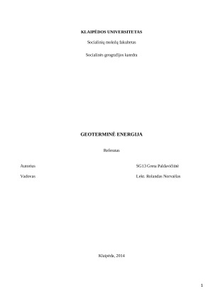 Geoterminė energija. Paveikslėlis 1