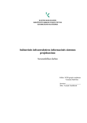 Vandentiekio tinklų projektavimas mike Urban ir ArcGIS programomis. Paveikslėlis 1