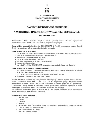 Vandentiekio tinklų projektavimas mike Urban ir ArcGIS programomis. Paveikslėlis 3