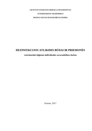 Dezinfekcijos atlikimo būdai ir priemonės. Paveikslėlis 1