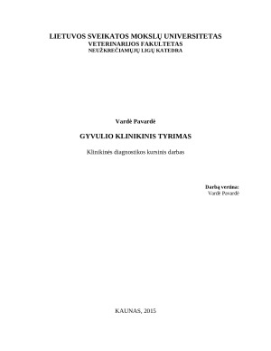Gyvulio klinikinis tyrimas. Paveikslėlis 1