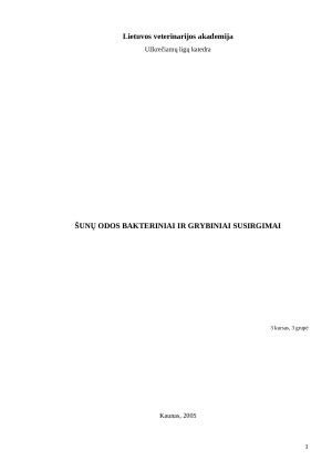 Šunų odos bakteriniai ir grybiniai susirgimai