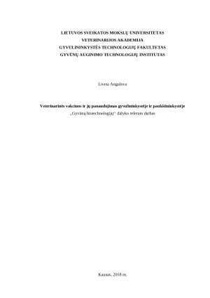 Veterinarinės vakcinos ir jų panaudojimas gyvulininkystėje ir paukštininkystėje