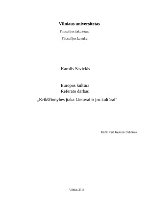 Krikščionybės įtaka Lietuvai ir jos kultūrai