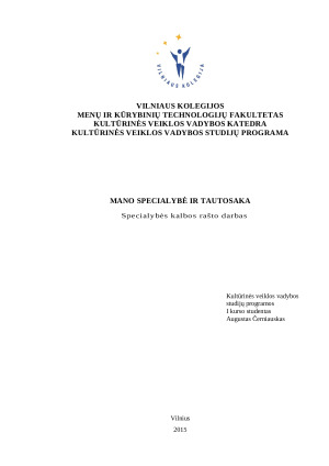 Mano specialybė ir tautosaka. Paveikslėlis 1