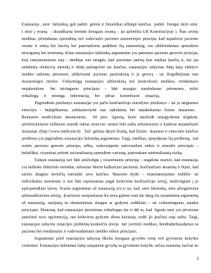 Mediko etikos problema akistatoje su eutanazija. Paveikslėlis 3