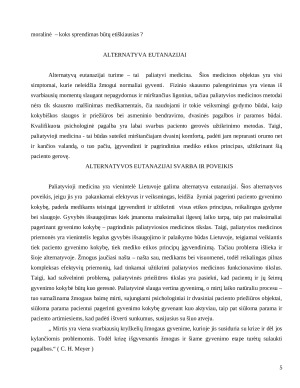 Mediko etikos problema akistatoje su eutanazija. Paveikslėlis 5