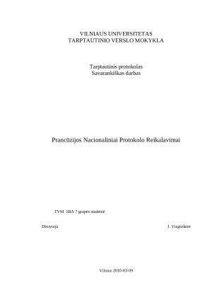 Prancūzijos Nacionaliniai Protokolo Reikalavimai. Paveikslėlis 1