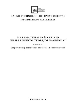 Matematiniai inžinerinio eksperimento teorijos pagrindai. Paveikslėlis 1