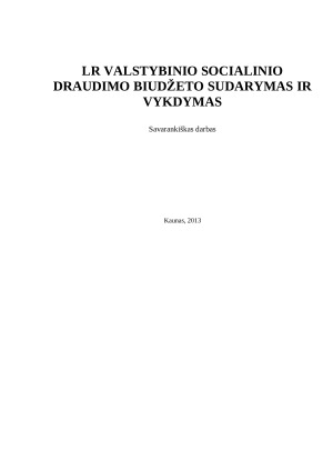 LR valstybinio socialinio draudimo biudžeto sudarymas ir vykdymas