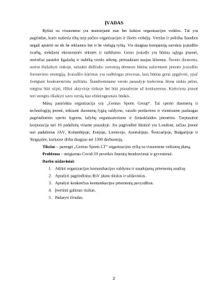 „Genius Sports“ organizacijos ryšių su visuomene veiksmų planas. Paveikslėlis 2