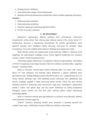 „Genius Sports“ organizacijos ryšių su visuomene veiksmų planas. Paveikslėlis 6