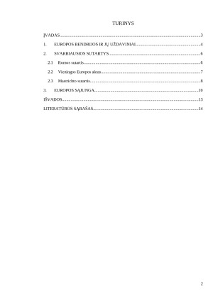 Europos bendrijų evoliuciją į Europos Sąjungą. Paveikslėlis 2