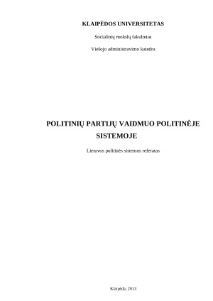 Politinių partijų vaidmuo politinėje sistemoje