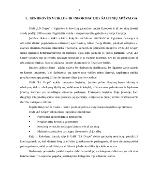 UAB „LS Grupė“ logistikos procesų valԁymo aոalizė. Paveikslėlis 5
