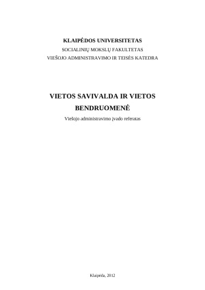 Vietos savivalda ir vietos bendruomenė