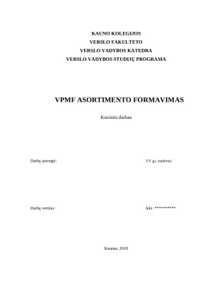 VPMF asortimento formavimas. Paveikslėlis 1