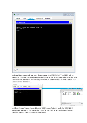 ARP tyrimas Packet Tracer – Examine the ARP Table. Paveikslėlis 4