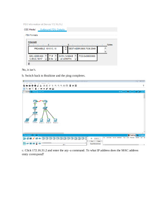 ARP tyrimas Packet Tracer – Examine the ARP Table. Paveikslėlis 8