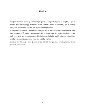 Aš vaizdo ypatybių įvertinimas taikant dvidešimties pasisakymų testą. Paveikslėlis 9