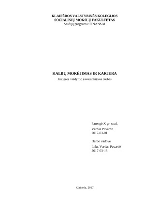 Kalbų mokėjimas ir karjera. Paveikslėlis 1