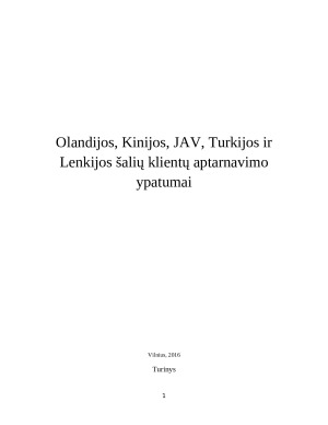 Olandijos, Kinijos, JAV, Turkijos ir Lenkijos šalių klientų aptarnavimo ypatumai