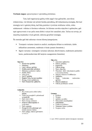 Organizacjios stipriųjų ir silpnųjų pusių nustatymas taikant SSGG metodą. Paveikslėlis 10